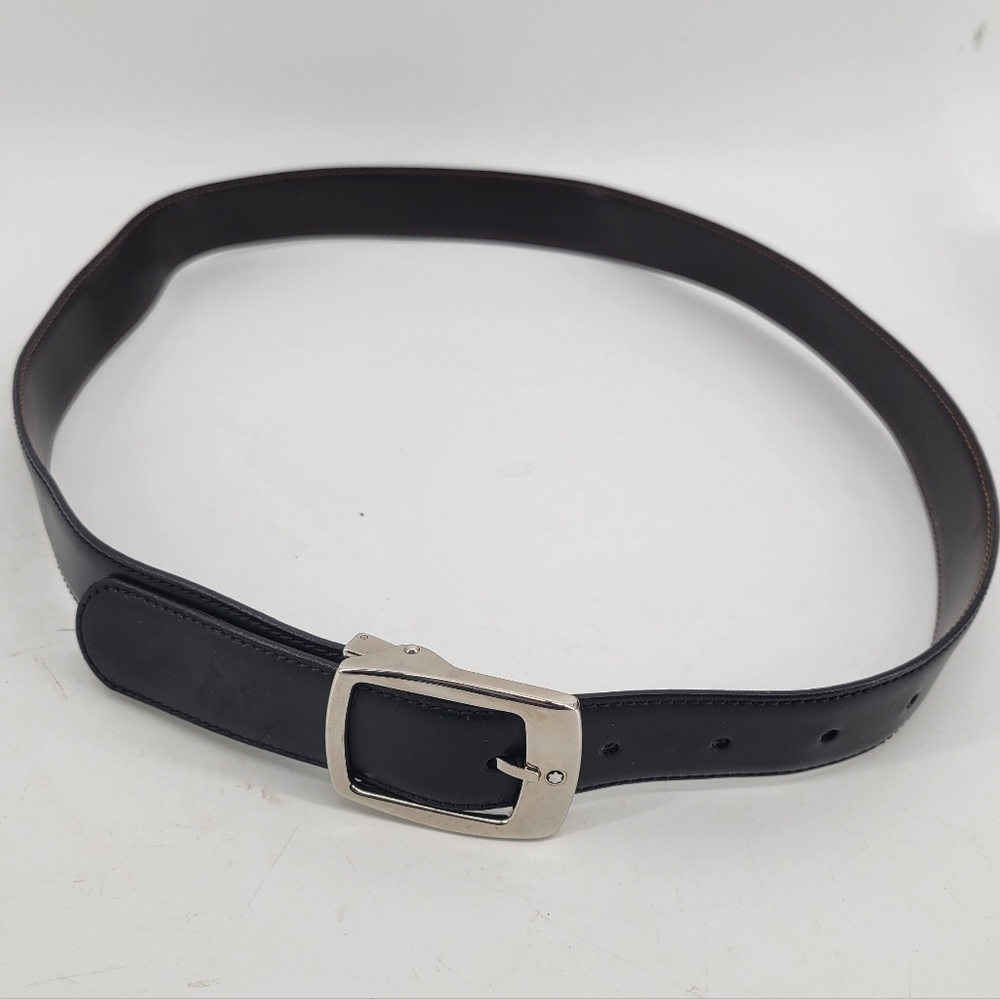 Mont Blanc Reversible Men's Black Leather Belt Size 36